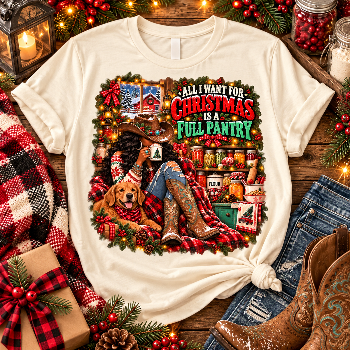 All I Want for Christmas Is a Full Pantry – Women’s Country Christmas Tee