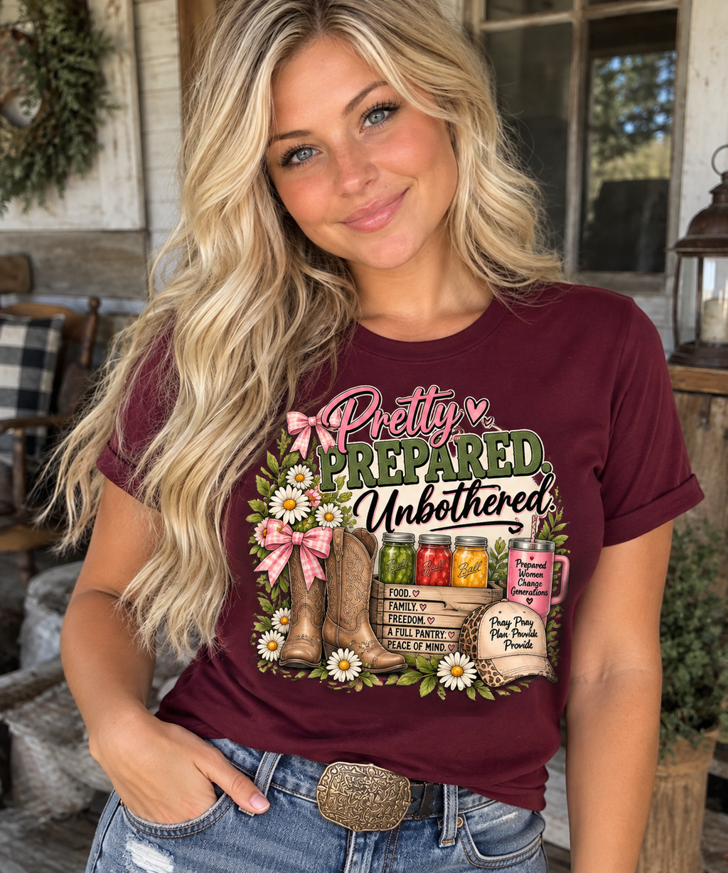 Pretty. Prepared. Unbothered. – Women’s Preparedness Graphic Tee