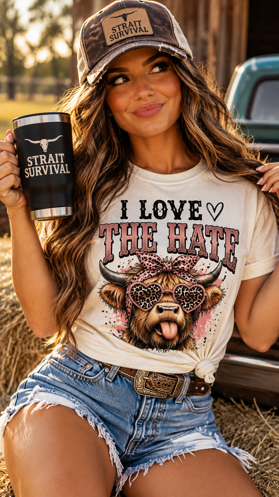 I LOVE THE HATE – Women’s Western Highland Cow Graphic Tee
